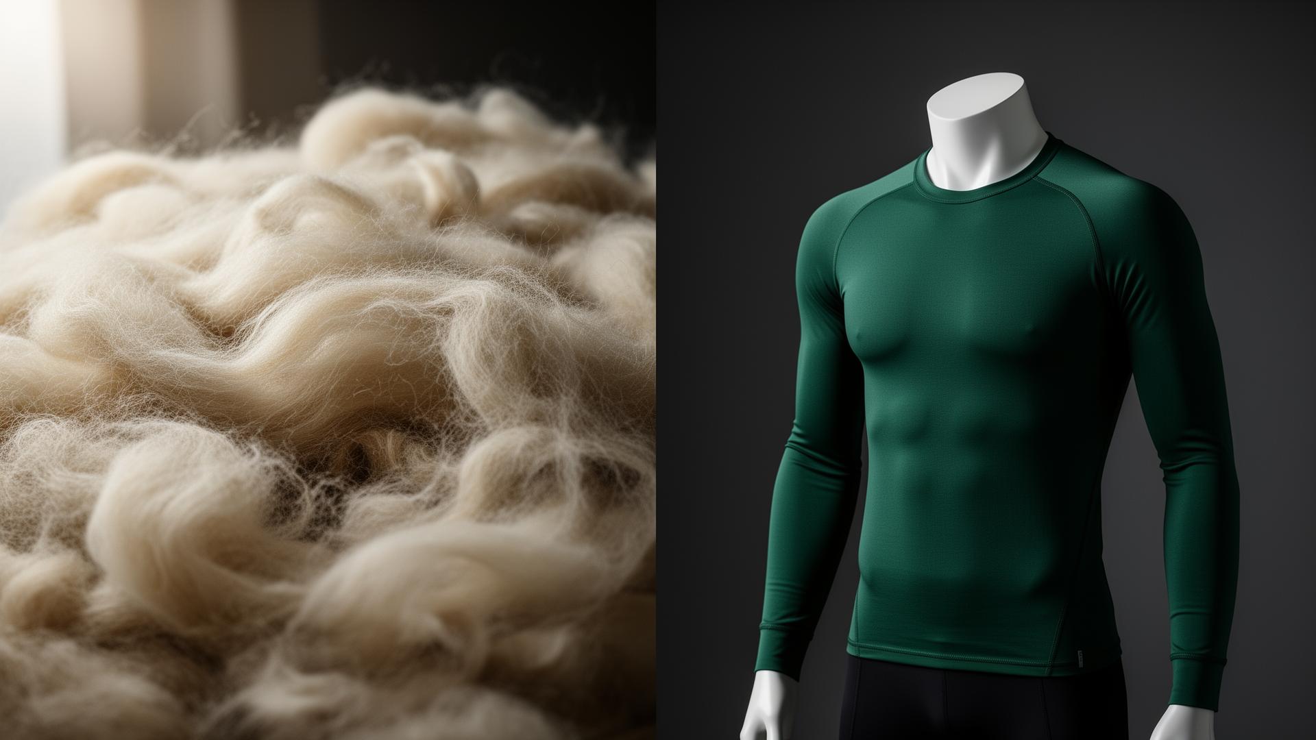Raw merino wool transforming into premium technical garment